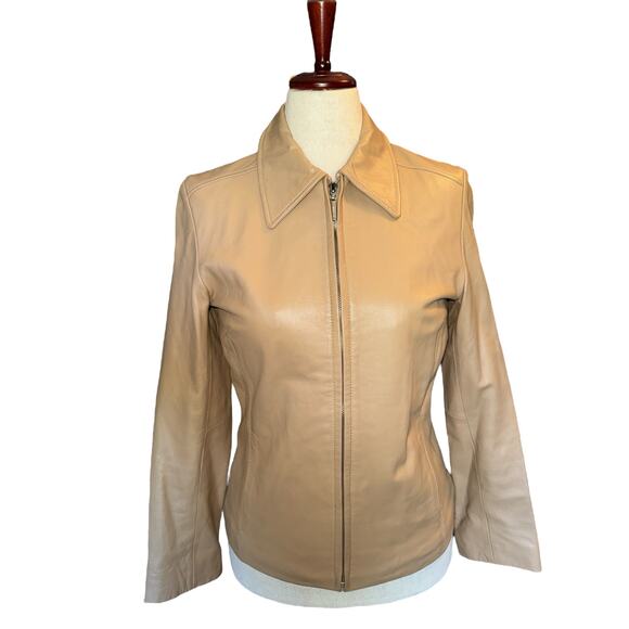 Colebrook & Co Leather Jacket | Tan Zip Front Classic Outerwear | Size S - Picture 1 of 9